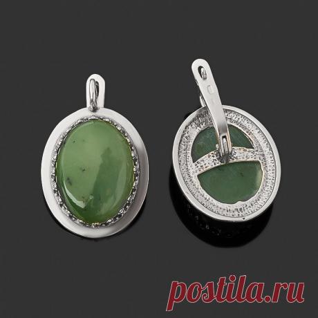 8490 р-Купить Серьги нефрит зеленый Россия (серебро 925 пр.) Доставка по всему миру! Заходи и покупай сейчас! | Интернет-магазин Минерал Маркет - 380619