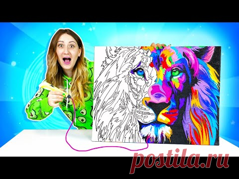 ОГРОМНЫЙ ЛЕВ 3D РИСУЮ 24 ЧАСА! ЧТО ЕСЛИ НАРИСОВАТЬ КАРТИНУ 3D РУЧКОЙ? ЧЕЛЛЕНДЖ КОТ vs ЛЕВ