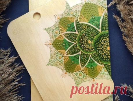 Набор расписных разделочных досок – Мандала в технике точечной росписи.