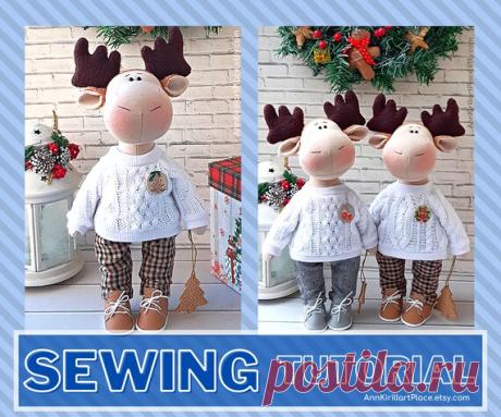 Elk Doll Sewing Tutorial Deer Christmas Interior Toy | Etsy Hello, dear visitor! We are happy you are here!  Here we present you our Elk Doll Sewing Tutorial and Patterns. Listing is made in PDF format: 2 files, 25 pages, 74 photos, full instructions and 3 A4 size patterns. We teach how to make elk doll body and cloth from the photo.  Elk / Deer Doll size is