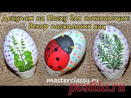 Декупаж на Пасху для начинающих: декор пасхальных яиц. Видео урок