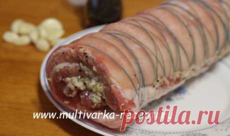 Рулет из подчеревка (пузанина) в мультиварке