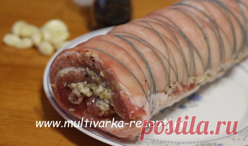 Рулет из подчеревка (пузанина) в мультиварке