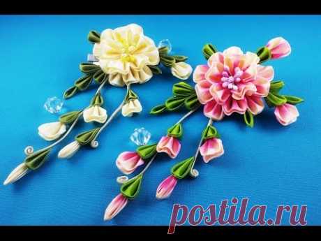 Ribbon flower.DIY/ Flor de las cintas.CM/ Цветок из лент.МК