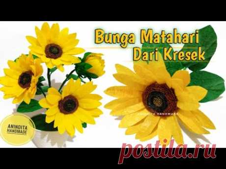 BUNGA MATAHARI DARI PLASTIK KRESEK/How to make Sunflowers from Plastic Bags//DIY//Bunga Plastik
