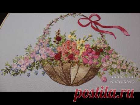 ЦВЕТОЧНАЯ ВЫШИВКА ( РОЗЫ )     Hand Embroidery: Flower stitch (ROSES) - YouTube