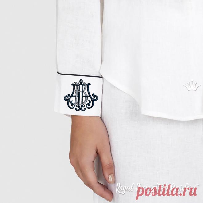 Монограмма АВ-ВА Дизайн машинной вышивки - 2 размера