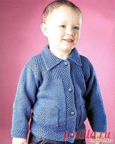 Синий жакет с карманами для мальчика ( на 3 года) - Вязание для детей - Страна Мам
