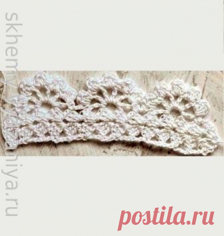 Узор крючком: окантовка из столбиков с накидом &quot;павлиний хвост&quot; | Схемы-Вязания.ру