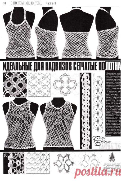 Идеальные сетчатые полотна для выполнения надвязок.
Уроки вязания и схемы сеток от 