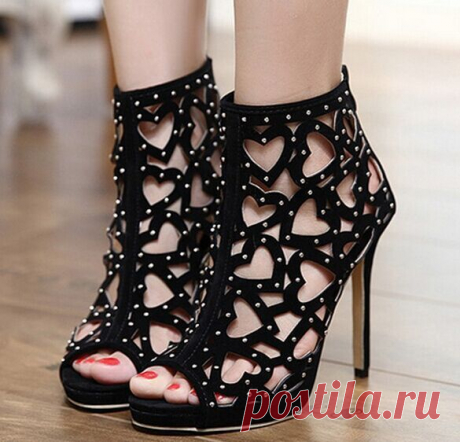 Find More Women's Pumps Information about Size 4~9 Summer Rivets High Heels Blac... - - #Genel