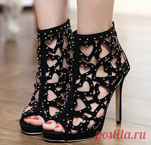 Find More Women's Pumps Information about Size 4~9 Summer Rivets High Heels Blac... - - #Genel
