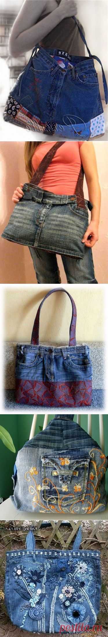 Юбки, брюки, сарафаны из джинс. Skirts, pants, tunics, bags of jeans denim. ~ HandMadiya.com