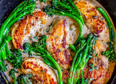 Куриное филе с брокколи в сливочном соусе с горчицей. Невероятно вкусно