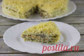 Селедочный торт на вафельных коржах, рецепт с фото пошагово