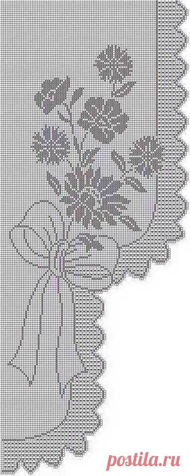 Занавеска с филейным узором. Вязаные шторы для дачи | Домоводство для всей семьи.