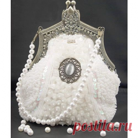(83) Antique White Victorian Gothic Goth Cameo Beaded Clutches Purses Bags SKU-11408003 | Сумочки