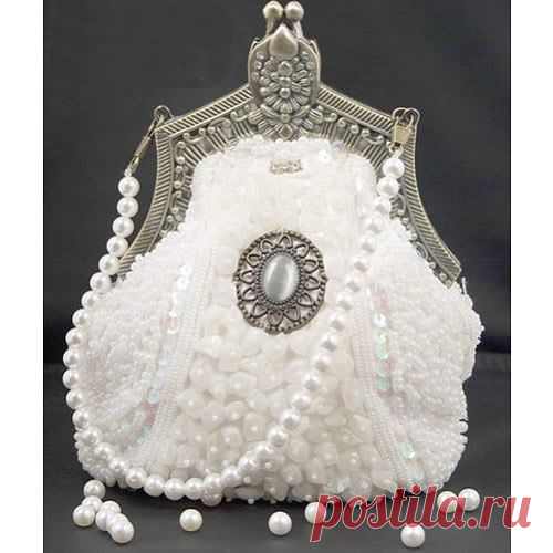 (83) Antique White Victorian Gothic Goth Cameo Beaded Clutches Purses Bags SKU-11408003 | Сумочки