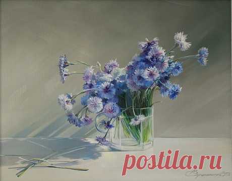 Владимир - Васильки  холст лен, подрамник, масло. Работа оформлена 35х45 2017г. из альбома «2017»