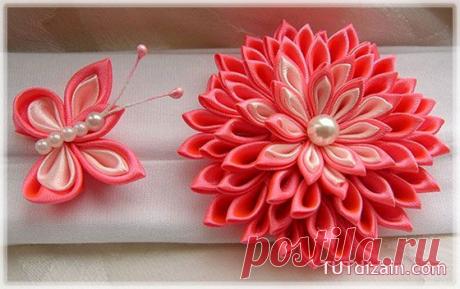 Хризантема в технике канзаши на мячике » Планета рукоделия