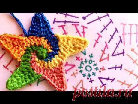 Stea croșetată multicoloră