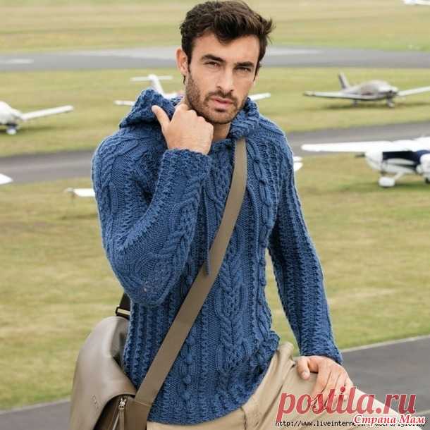 . Мужской пуловер с капюшоном - Вязание - Страна Мам