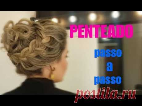 LINDO PENTEADO PARA NOIVAS E MADRINHAS, COQUE COM TRANÇA ROMÂNTICA/PASSO A PASSO