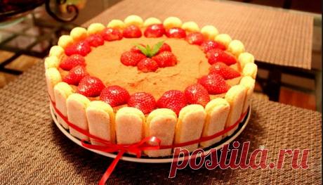 Торт с клубникой - У нас так Торт с клубникой Как много есть рецептов с клубникой. Сейчас пришло время клубники и будем готовить торт с клубникой. Торт с клубникой терамису понравится всем. Для коржа бисквитного...