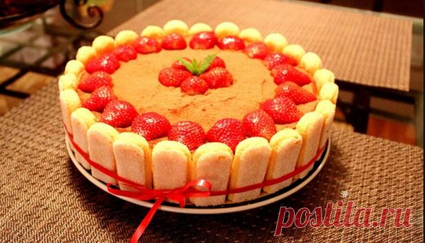 Торт с клубникой - У нас так Торт с клубникой Как много есть рецептов с клубникой. Сейчас пришло время клубники и будем готовить торт с клубникой. Торт с клубникой терамису понравится всем. Для коржа бисквитного...