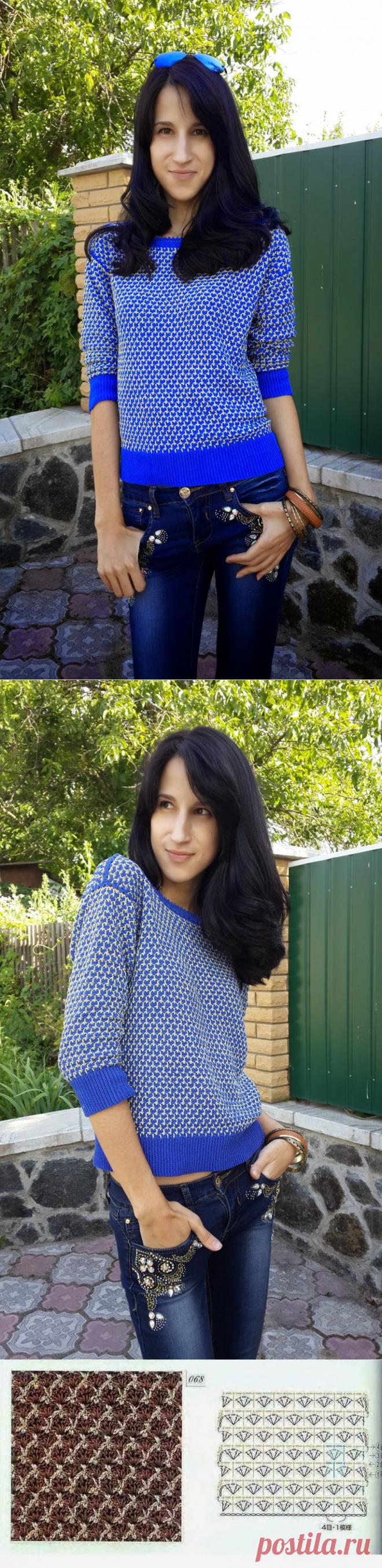 DEYNACROCHET: Пуловер крючком "Звездное небо". Фото и схема