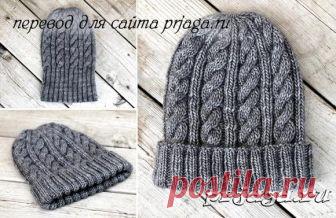 Мужская кашемировая шапка спицами