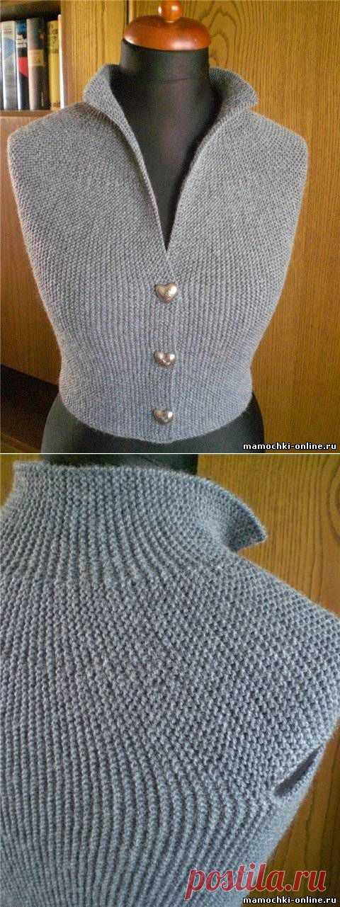 Короткий жакет, связанный поперёк.