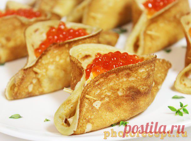 Блины, фаршированные морепродуктами - рецепт приготовления с фото