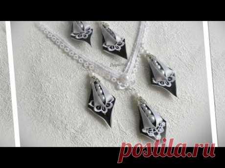 Серьги своими руками из атласных лент, МК