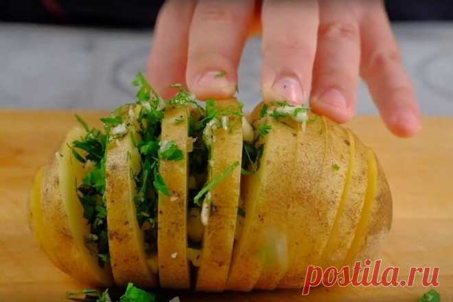 Картофель-гармошка с грибами и зеленью | Fresh.ru домашние рецепты | Яндекс Дзен