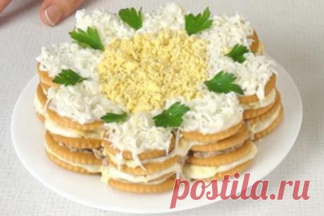 Закусочный торт-салат из крекеров за 10 минут! | Краше Всех