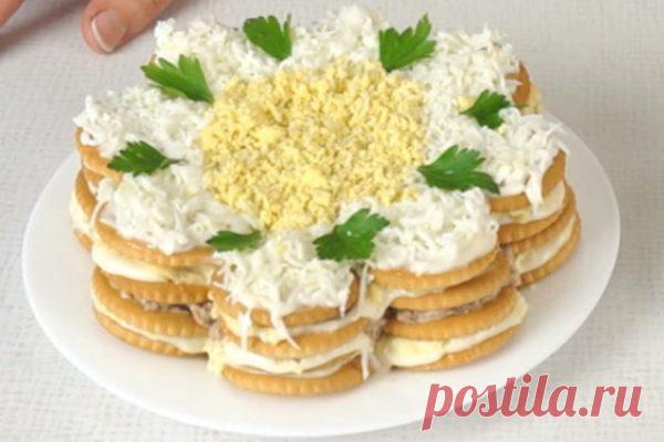 Закусочный торт-салат из крекеров за 10 минут! | Краше Всех