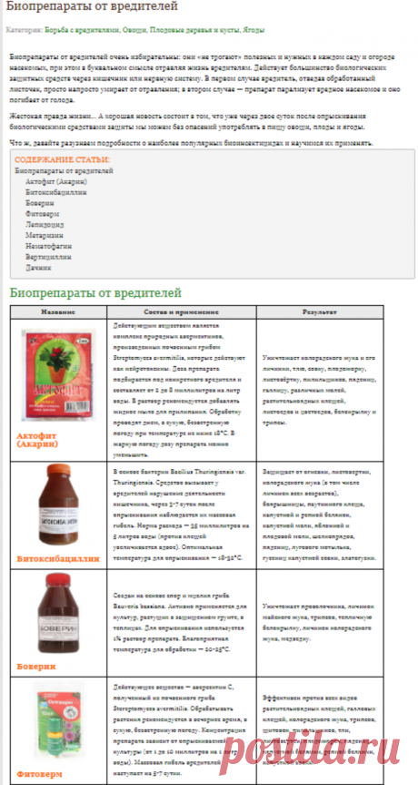 Биопрепараты от вредителей - Дачные советы