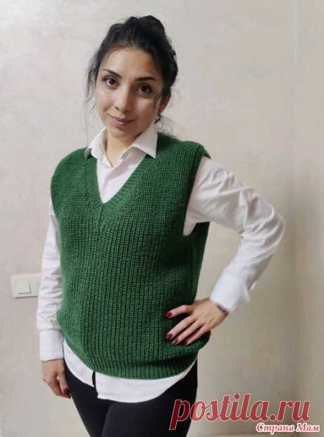 Модный жилет спицами. МК Жилет вязала для дочки. Использовала пряжу alize lanagold 800, color 118.