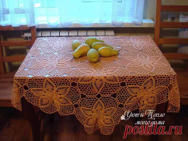 Скатерти из мотивов крючком – схемы и видео