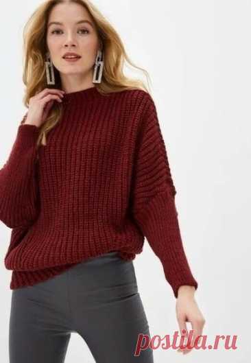 Шерстяной пуловер спицами Размеры: 36/38 (40/42 — 44/46) 48/50.