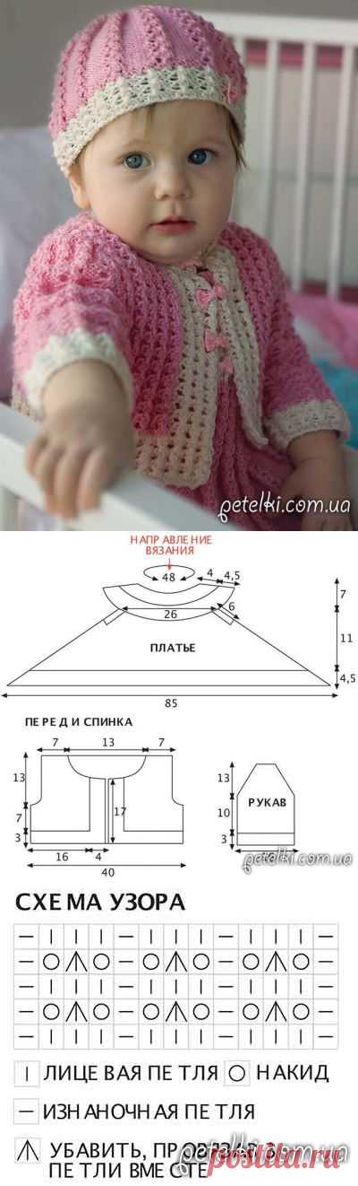 Комплект спицами для маленькой модницы. Описание, схемы