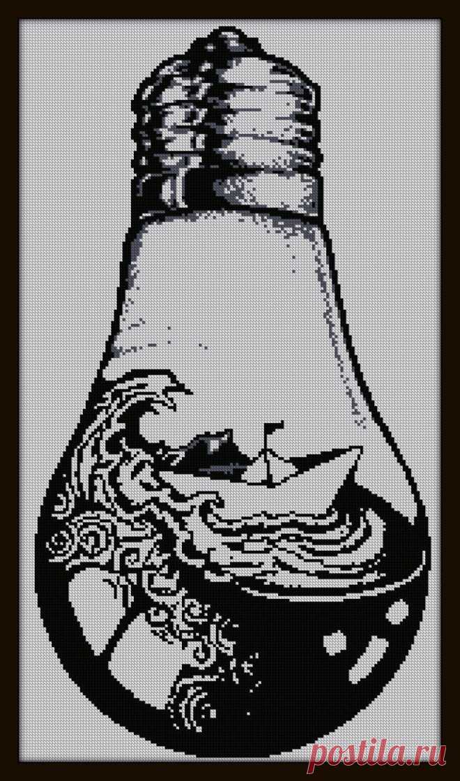Boat in Lamp Cross Stitch Pattern Modern Monochrome Cross | Etsy