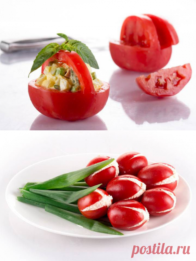 8 простых и красивых закусок из помидоров