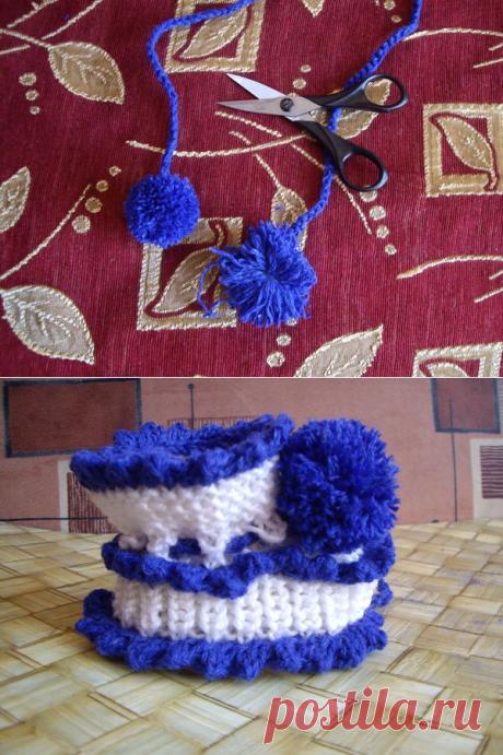 пинетки на двух спицах / пинетки спицами схемы с описанием / связать пинетки спицами со схемами