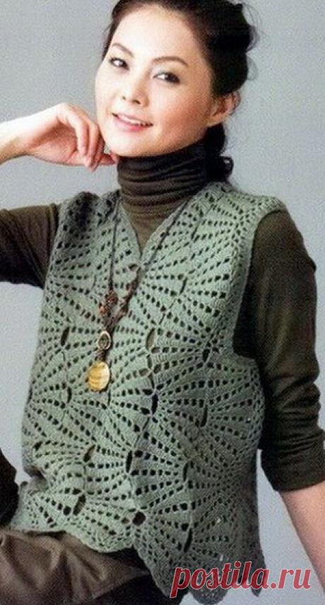 Вязание: безрукавка крючком
