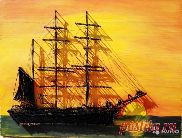 Интерьерная картина из гвоздей и ниток "Корабль" купить в Свердловской области на Avito — Объявления на сайте Avito