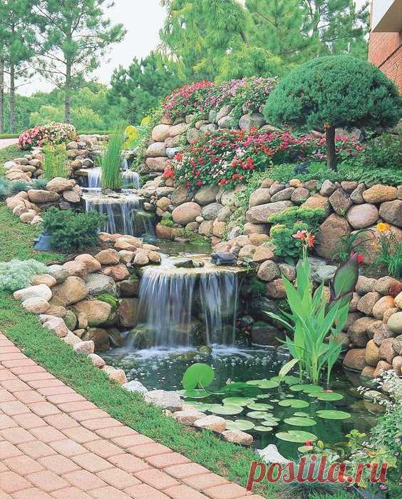 Искусственный водопад в ландшафтном дизайне