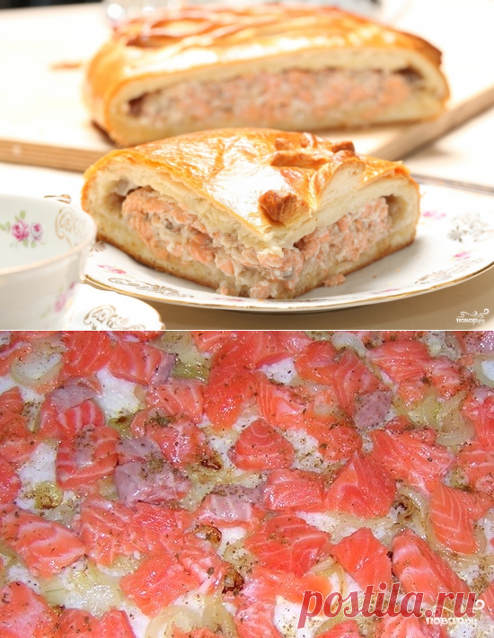 Пирог с семгой из слоеного теста - пошаговый кулинарный рецепт с фото на Повар.ру