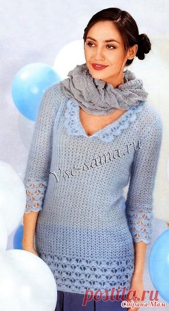 . Нежно-голубая туника из мохера. - Все в ажуре... (вязание крючком) - Страна Мам